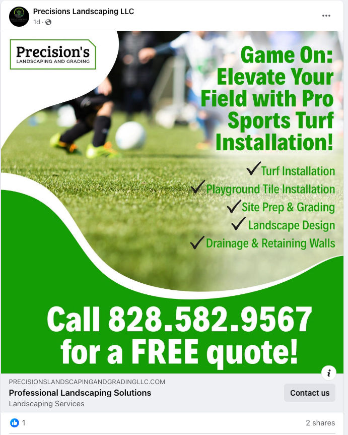 image of Landscaping Facebook ad